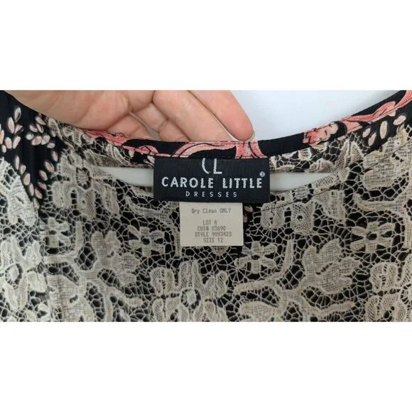 Vintage 90 Y2K Carol Little 12 Maxi Dress Patchwork Floral Tie Front Bohemian - Picture 12 of 14